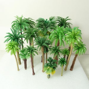 30 pcs Miniature Mixed Coconut Palm Tree Models Train Railway Accessories Forest Fairy Garden Landscape Terrarium Diorama Craft Supplies