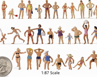 40pcs Miniature Swimming People Models, HO Scale Figures for Diorama Building