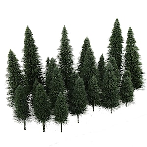 40 pcs Miniature Green Pine Models HO O N Z Scale Train Railway Accessories Forest Fairy Garden Landscape Terrarium Diorama Craft Supplies