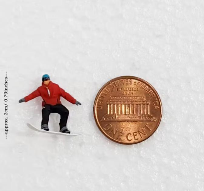 ミニチュアスキーヤー＆スノーボーダーフィギュア HOスケール 1:87
