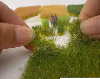 12mm Static Grass Tufts for Miniatures, Diorama Scenery, Model Railway, Terrain, Hand-Tear Landscaping Supply