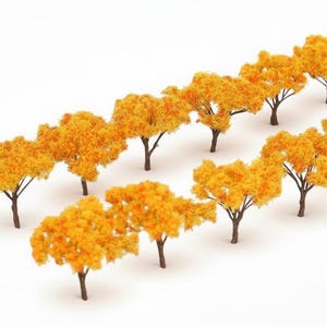 10 arbres d'automne miniatures orange de 6,5 cm pour diorama, chemin de fer, paysage, travaux manuels