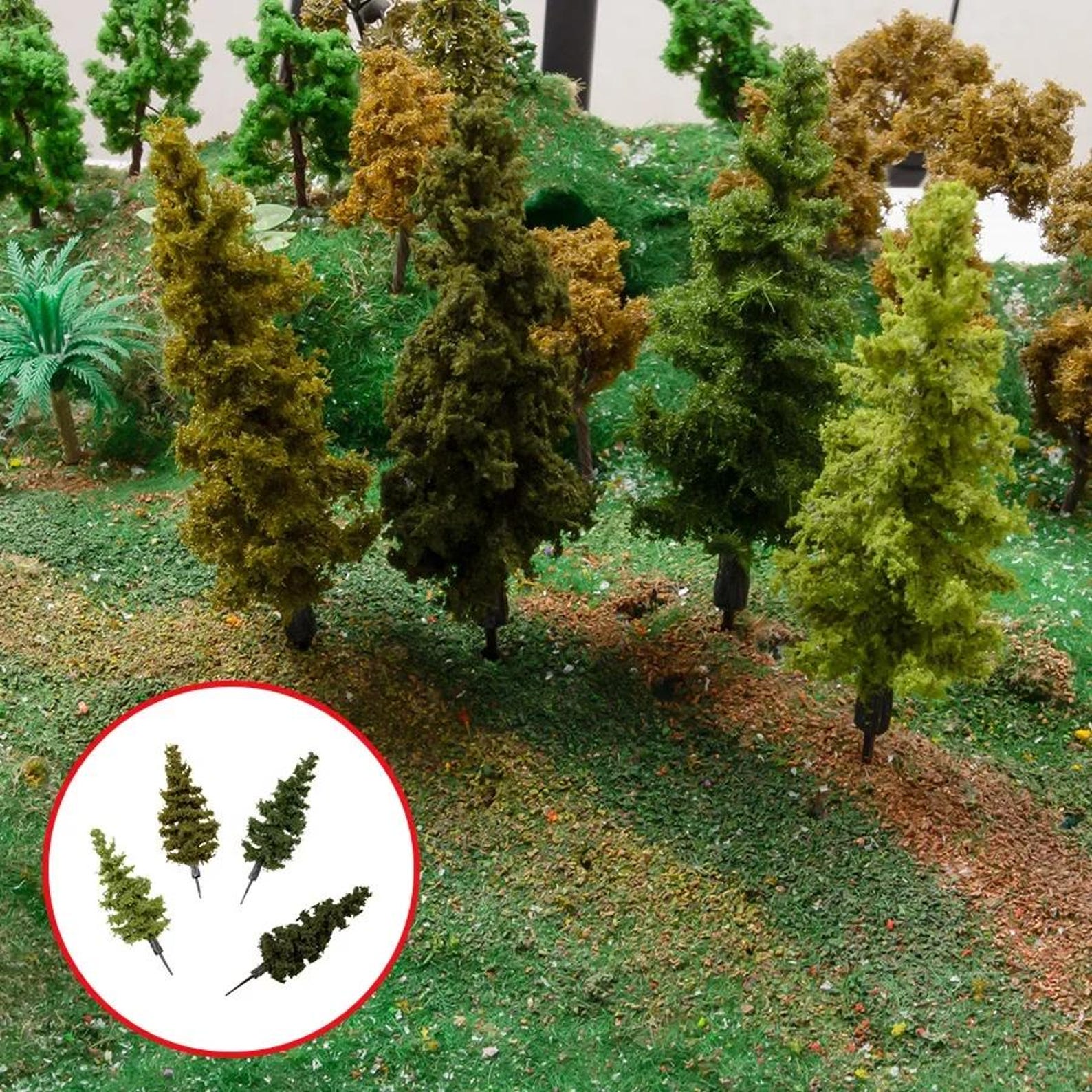3pcs Miniature Pine Trees, 14cm Scale Model Railway Scenery, Diorama ...