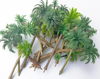 25pcs Mixed Miniature Coconut Palm Tree Models, Train Railway Scenery