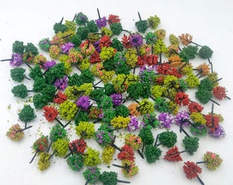 100pcs Mixed Miniature Model Trees 2-3cm – N/HO Scale Train Scenery, Dollhouse Craft