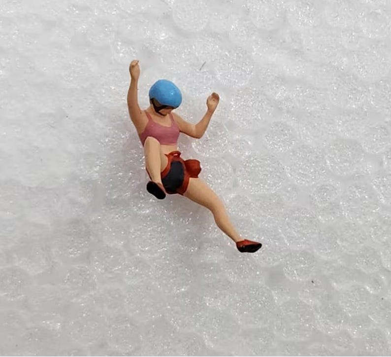 Miniature Rock Climber Figure - 1/87 or 1/64 Scale Resin Diorama Scenery Craft Supply image 2