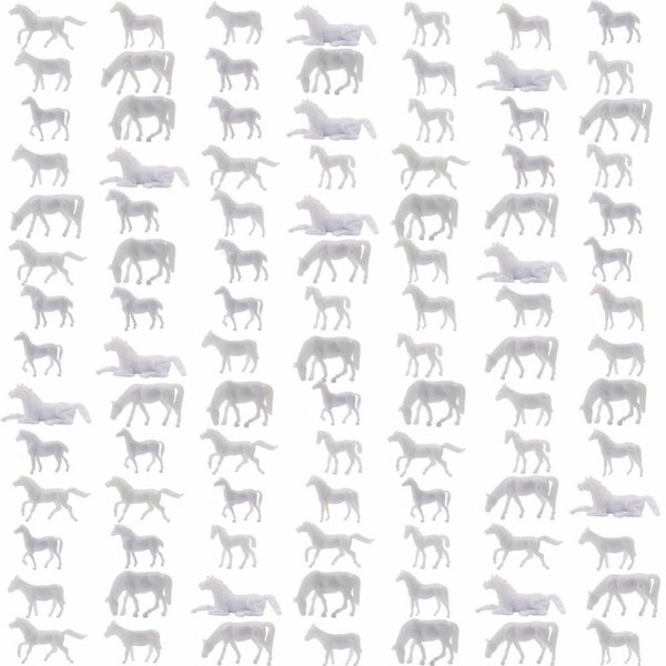 100 pcs Miniature Horse Farm Animal Unpainted Figures 1:160 Models N Scale Garden Landscape Scenery Layout Accessories Diorama Supplies