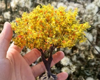 Miniature Yellow Autumn Tree Model 10/15cm, DIY Diorama Craft