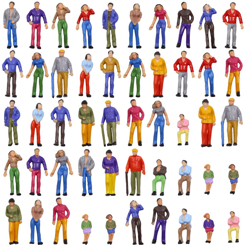 1:75 Schaalmodel zittende figuren, miniatuur mensen, treinpassagiers voor het bouwen van landschap, spoorwegscenery en lay-out.  26