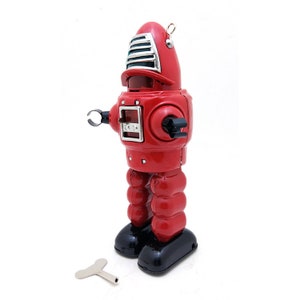 MS430 Red Mechanical Planet Robot Retro Clockwork Wind Up Tin Toy w/Box 