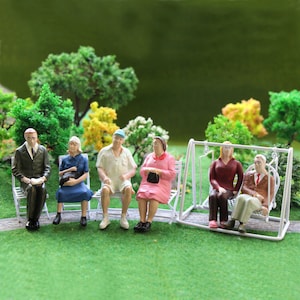 6 pcs Miniature Seated Passenger Sitting People 1:25 Figures G Scale Models Train Railway Scene Accessories Diorama Supplies