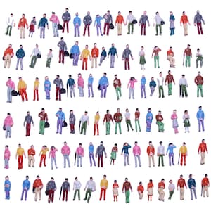 100 pcs Miniature Standing Seated Passenger People Man Woman 1:87 Figure HO TT Scale Models Train Railway Scene Accessories Diorama Supplies