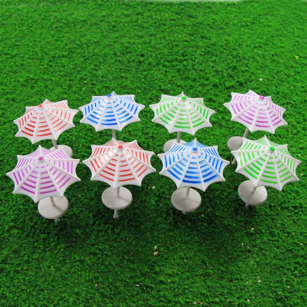 16 pcs Miniature Sun Umbrella Beach Parasol 1:50-200 Models Dollhouse Accessories Fairy Garden Landscape Terrarium Diorama Craft Supplies