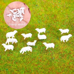 30 pcs 1:87/150 Miniature White Sheep Animal Unpainted Figures Models DIY Farm Scenery Dollhouse Garden Landscape Layout Diorama Supplies