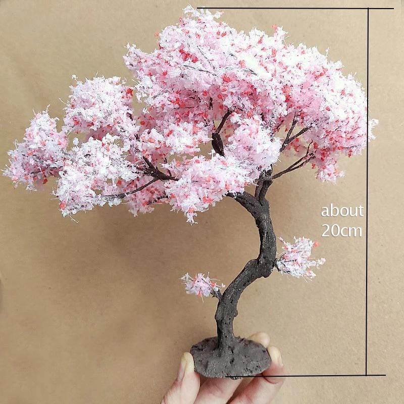 Sakura Mini 10/15/20cm Miniature Sakura Cherry Blossom Wire Tree Model Dollhouse ...