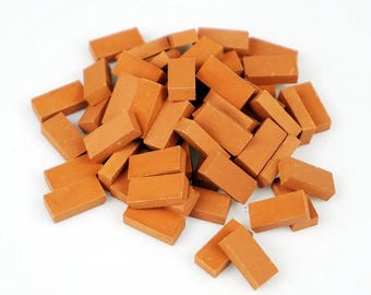 100pcs Miniature Bricks for Dollhouse Building, DIY Model House Wall Materials, Terracotta Construction Blocks