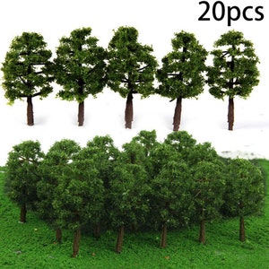 20 pcs Miniature Green Trees 8cm Models Train Railway Accessories Forest Fairy Garden Landscape Terrarium Diorama Craft Supplies