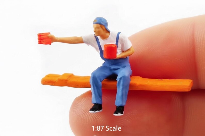 Miniature Painter Figures 1:87 Scale Resin Model Train Diorama People, Landscape Layouts image 2