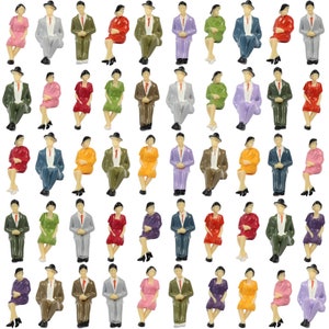 48 pcs Miniature Seated Passenger Sitting People 1:30 Figure G Scale Model Train Railway Scene Landscape Accessories Diorama Supplies
