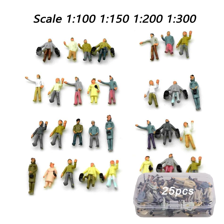 Lot De 200 Mini Figurines Architecturales O Scale – Assis Et Debout – 12 à 19 Mm – Coloration Manuelle – Scènes Miniatures, Train, Maison De Poupée