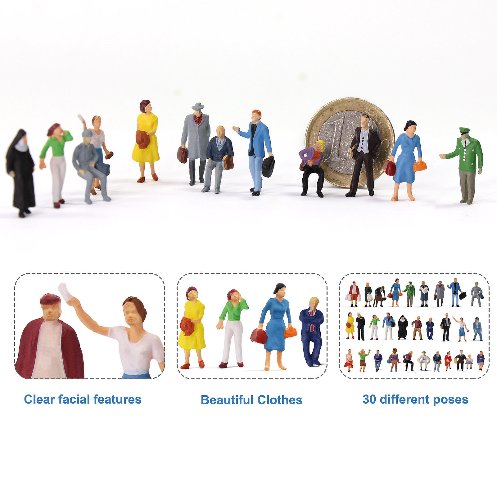 Eveodel Track H0 1:87 Sitting Figures People odel Kit Passengers (60