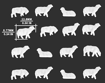 30pcs Unpainted Miniature Sheep Models, 1/87 1/150 Scale Diorama Craft Supplies