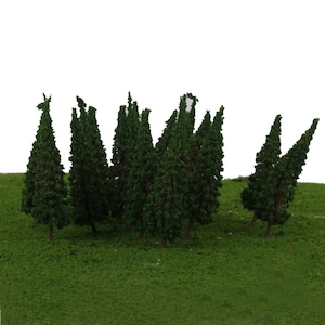 50 pcs Miniature Dark Green Pagoda Trees 1:100 Models Railway Accessories Forest Fairy Garden Landscape Terrarium Diorama Craft Supplies