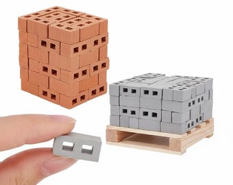 100pcs Mini Concrete Bricks, Miniature Cinder Blocks for Dollhouse, Diorama, Fairy Garden, Model Landscape