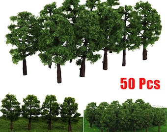50pcs Miniature Trees 7cm Model for Railway Diorama Landscape