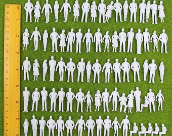 100pcs Unpainted Miniature People 1:50 Scale Model Railway Diorama Figures Craft Supplies