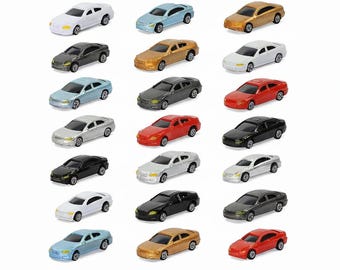 50pcs Miniature Model Cars, 1:160 Scale Plastic Vehicles for Train Layouts, Dioramas