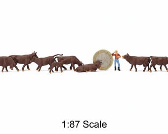 36 個の HO スケール農場動物フィギュア セット: 馬、牛のクラフト用品