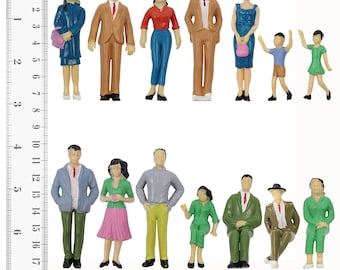 14pcs Miniature People Figures 1:25 Scale Tiny Figurines for Crafts, Dioramas, Model Trains