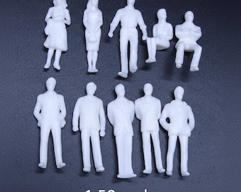 20pcs Unpainted Miniature People Figures 1:50 O Scale Model Railway Diorama Craft Supplies