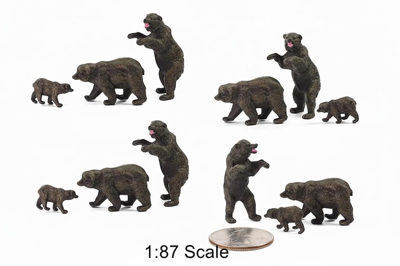 12 miniature di orsi, scala 1:87 HO per plastici ferroviari e diorami. immagine 2