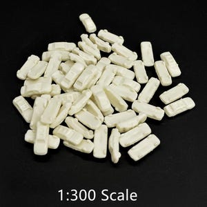 未塗装ミニチュアカーモデル | 1:300スケール ブランク車両 | 建築ジオラマクラフト用品 (100個)