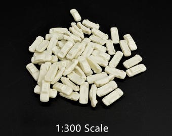 Unpainted Miniature Car Models | 1:300 Scale Blank Vehicles | Architecture Diorama Craft Supplies (100pcs)