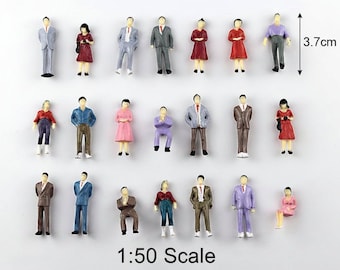 25pcs Miniature People Figures 1:50 Scale for Diorama Model Train Scenery, Street Scenes