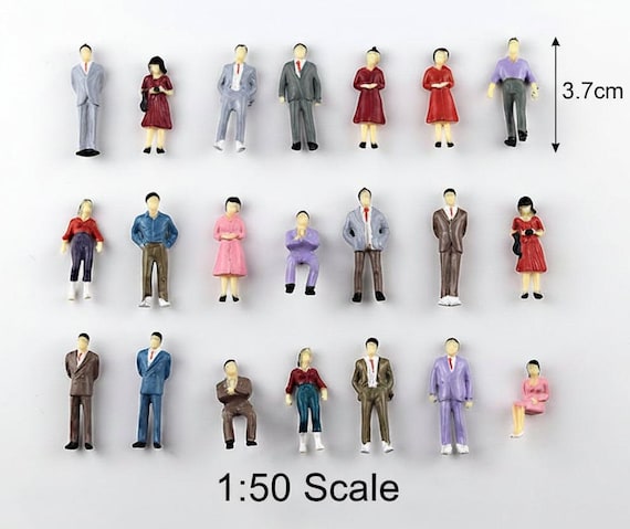 Lot De 50 Figurines HO 1:87 – Peintes, 25 Poses Variées – Pour Décor De Train Miniature – Plastique