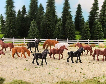 40 pcs Miniature Horse Farm Animal 1:87 Figure HO Scale Models Garden Landscape Layout Scenery Accessories Diorama Supplies