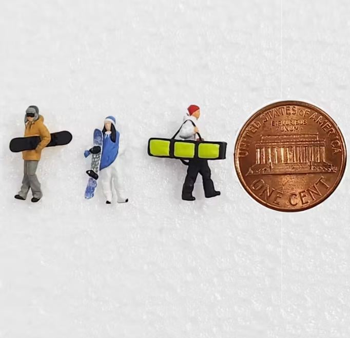 ミニチュアスキーヤー＆スノーボーダーフィギュア HOスケール 1:87