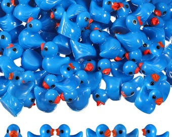 50pcs Mini Blue Duck Miniatures for Diorama, Fairy Garden, Micro Landscape, Resin Craft Supply