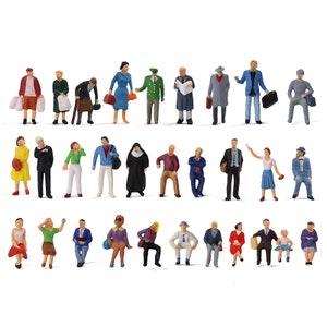 30 pcs Miniature Standing Sitting People Passenger 1:87 Figures HO Scale Models Train Railway Scene Accessories Diorama Supplies