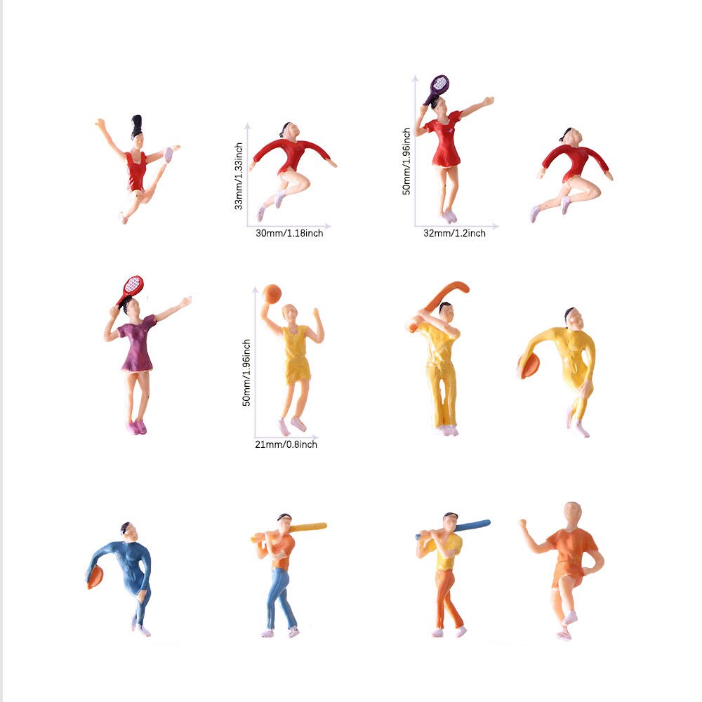 10 Pcs Miniature Sports People Painted Figures 150 Scale Etsy