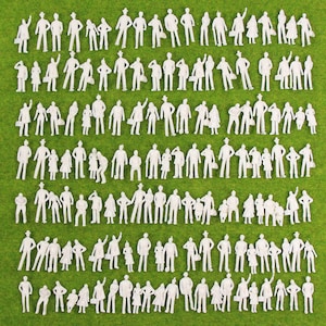 200 pcs Miniature Standing Seated Passenger People 1:75 Unpainted Figure HO Scale Model Railway Scenery Layout Accessories Diorama Supplies