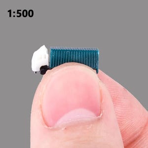 5pcs Miniature Container Truck Models, 1:500 Scale, Diorama & Railway Layouts