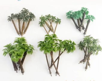 10pcs Miniature Palm Tree Model, Plastic Coconut Tree, Tropical Decor, Craft Supplies