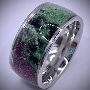 Stainless with natural ruby and zoisite