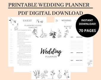 Hochzeitsplaner Printable, Verlobungsgeschenk, Printable Wedding Planner Kit, Hochzeits-Checkliste, Hochzeitsplaner, PDF