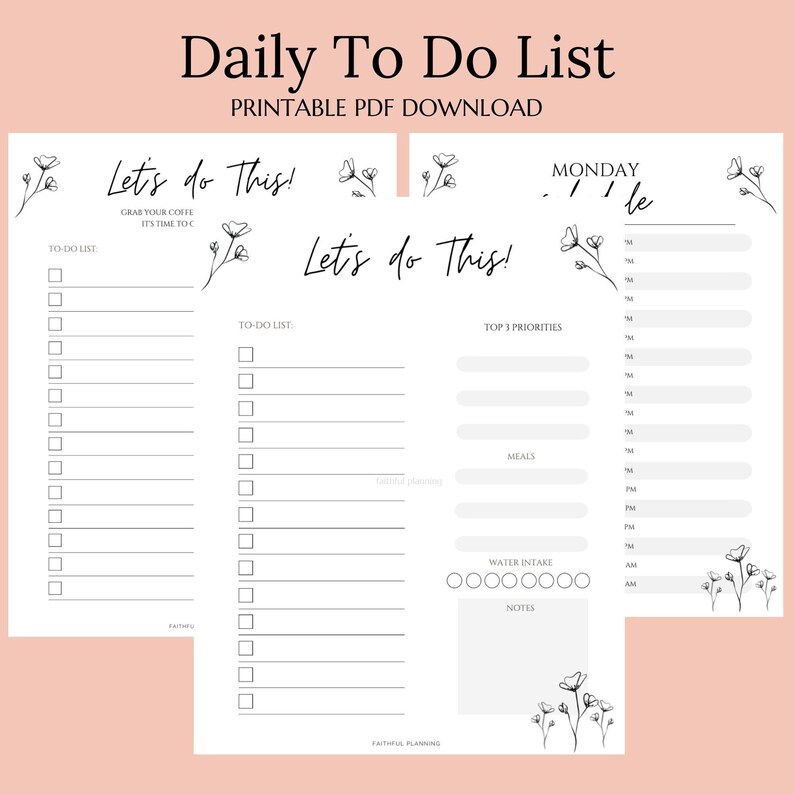 To Do List Printable, Daily Schedule Printable, PDF Daily Planner, Task ...